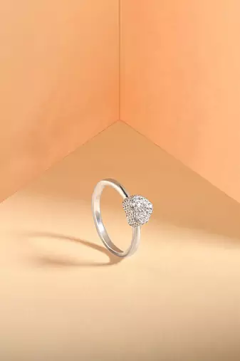 Touch925 silver heart-shaped stone ring in 925 silver for women