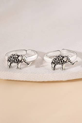Touch925 oxidised elephant toe ring