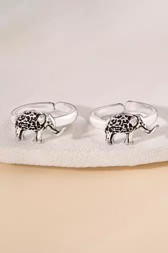 Touch925 oxidised elephant toe ring