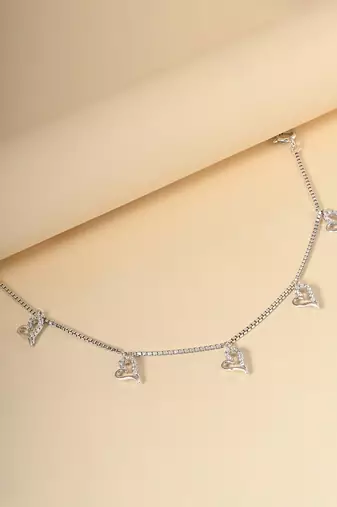 Cubic chain heart charm bracele