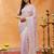 Lavender floral embroidered chiffon saree