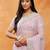 Lavender floral embroidered chiffon saree