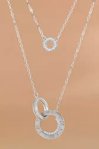 Touch925 circular embrace layered necklace