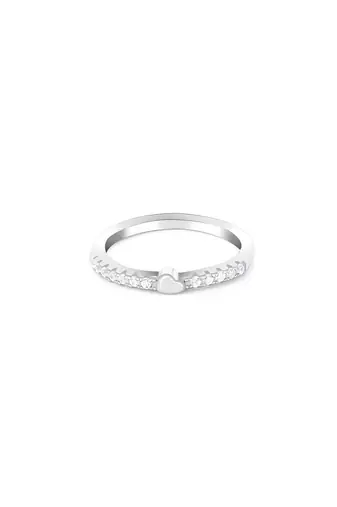 Touch925 heartfelt circle silver ring with cz heart detail in 925 purity for women