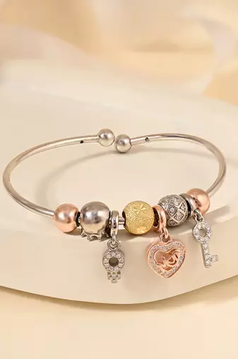 Silver trinklet charm kada