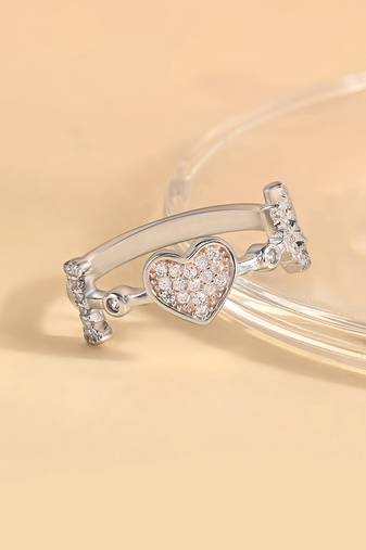 Touch925 heart-crafted cz silver ring for women