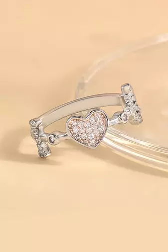 Touch925 heart-crafted cz silver ring for women