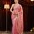 Pink chiffon embroidered saree with unstitched blouse piece