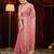 Pink chiffon embroidered saree with unstitched blouse piece