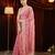 Pink chiffon embroidered saree with unstitched blouse piece