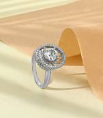 Touch925 elegant glow silver ring with central cz stone in 925 purity for women