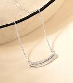 Touch925 curve bar cz studded chain locket