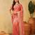 Pink floral embroidered supernet saree