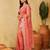 Pink floral embroidered supernet saree