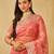 Pink floral embroidered supernet saree