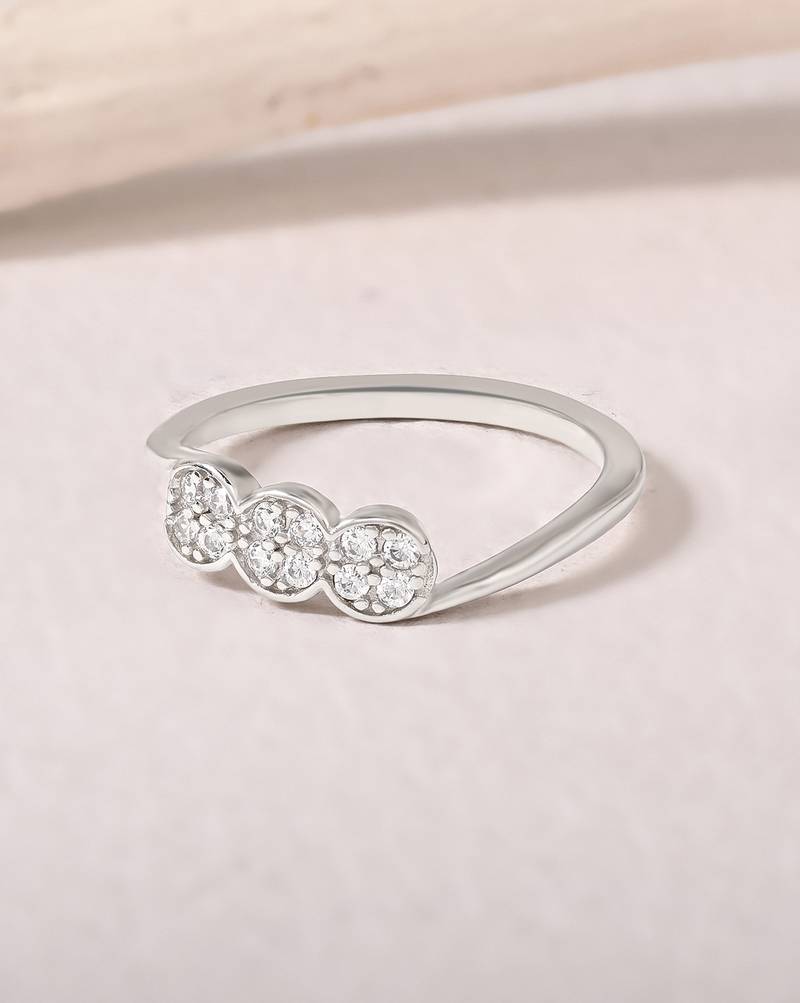 Touch925 eternal circles silver ring with three cz stones in 925 purity for women