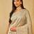 Olive green floral embroidered organza saree
