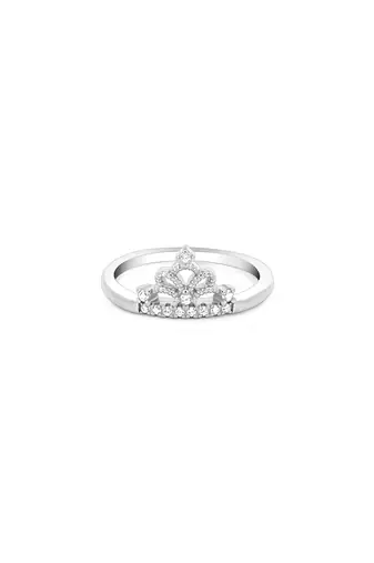 Touch925 royal crown silver ring with cz stones in 925 purity for women