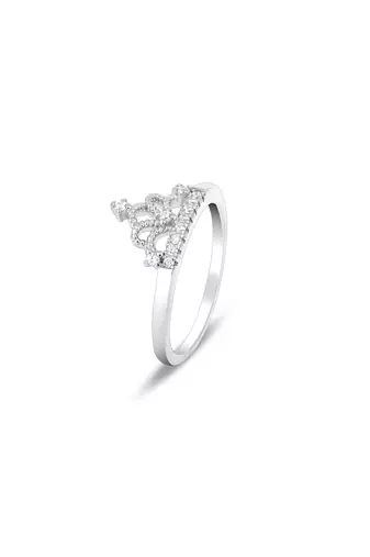 Touch925 royal crown silver ring with cz stones in 925 purity for women