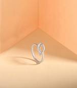 Touch925 serene cz elegance silver ring with leaf design in 925 purity for women