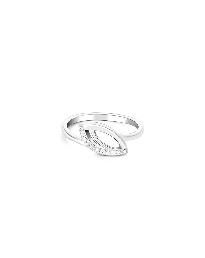 Touch925 serene cz elegance silver ring with leaf design in 925 purity for women