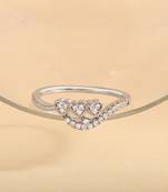 Touch925 syncing hearts silver ring with triple cz stones in 925 purity for women