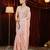 Peach embroidered chiffon saree