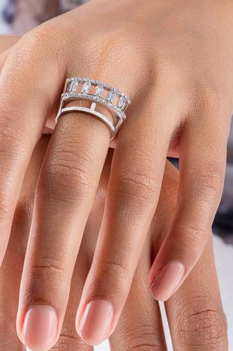 Touch925 vertical stone silver eternity ring in 925 purity for women