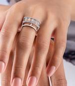 Touch925 vertical stone silver eternity ring in 925 purity for women