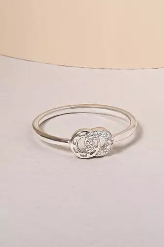 Touch925 linked radiance silver ring with cz stones in 925 purity for women