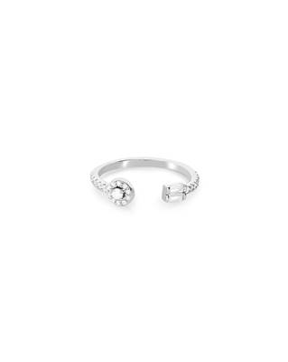 Touch925 shimmer two stone silver ring with cz accents in 925 purity for women 1