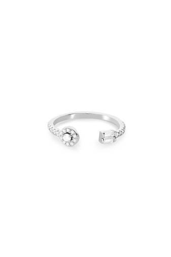 Touch925 shimmer two stone silver ring with cz accents in 925 purity for women