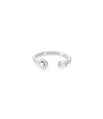 Touch925 shimmer two stone silver ring with cz accents in 925 purity for women