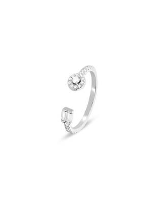 Touch925 shimmer two stone silver ring with cz accents in 925 purity for women 2