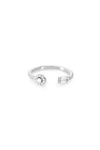 Touch925 twin swirl harmony silver ring with dual cz bands in 925 purity for women