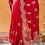 Red embroidered chiffon saree