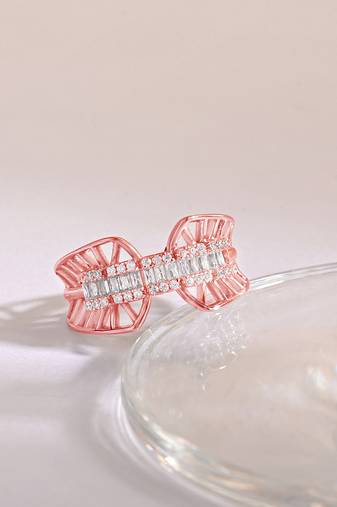 Touch925 enchanting harmony silver ring with rose gold accents in 925 purity for women