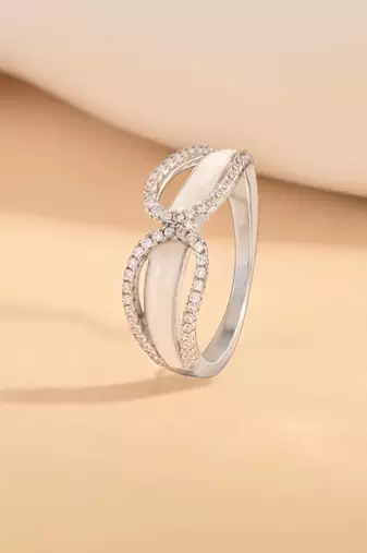 Touch925 elegant infinity silver ring with cz stones in 925 purity for women