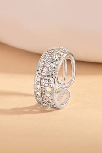 Touch925 elegance enchantment silver ring with rose gold plating in 925 purity for women