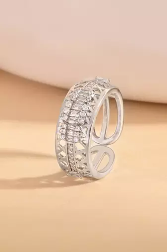 Touch925 elegance enchantment silver ring with rose gold plating in 925 purity for women