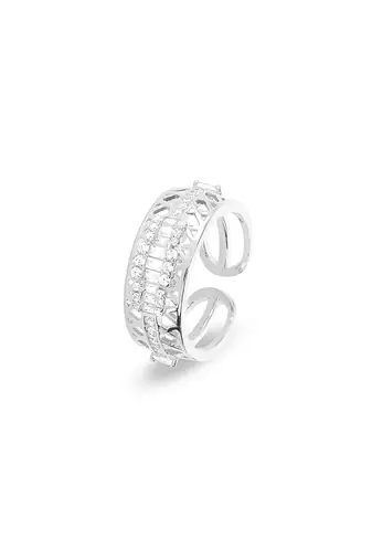 Touch925 elegance enchantment silver ring with rose gold plating in 925 purity for women