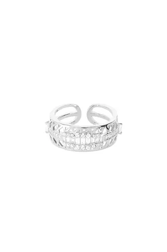 Touch925 elegance enchantment silver ring with rose gold plating in 925 purity for women