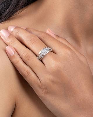 Touch925 elegance enchantment silver ring with rose gold plating in 925 purity for women 4