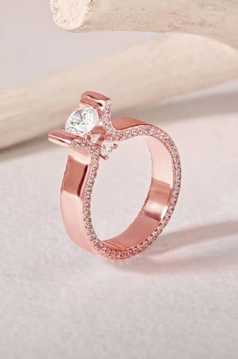 Touch925 sparkle twin silver ring with dual cz stones in 925 purity for women