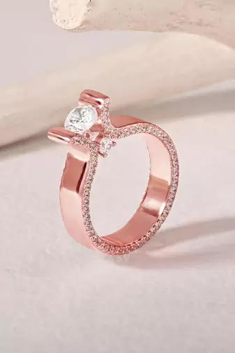 Touch925 sparkle twin silver ring with dual cz stones in 925 purity for women