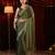Olive green embroidered saree