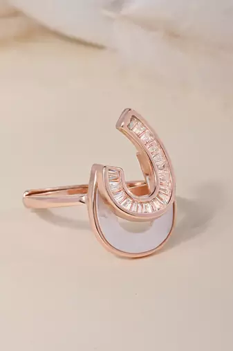 Touch925 grace curved silver ring with beaded detailing in 925 purity for women