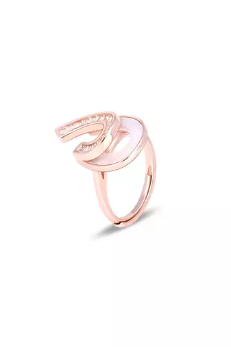 Touch925 grace curved silver ring with beaded detailing in 925 purity for women