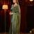 Olive green embroidered saree