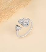 Touch925 two heart silver ring with cz stones in 925 purity for women